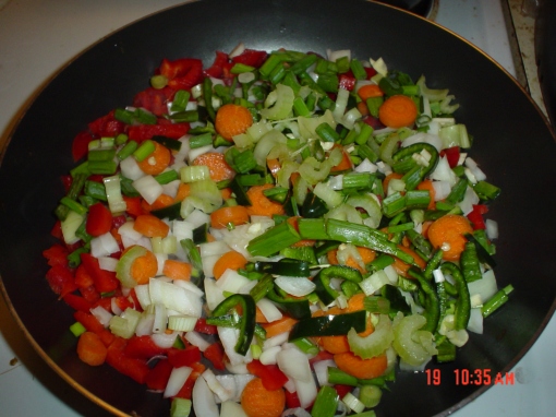 Vegetables, ready to stir-fry.